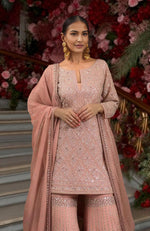 Blush Pink Zari Sequin & Zardozi Embroidered Gharara Set