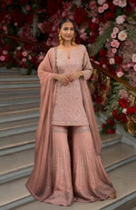 Blush Pink Zari Sequin & Zardozi Embroidered Gharara Set