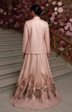 Blush Pink Resham Sequin and Beads Embroidered Skirt Set