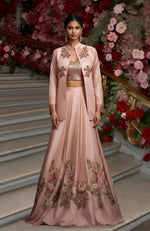 Blush Pink Resham Sequin and Beads Embroidered Skirt Set