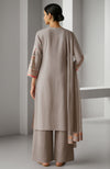 Taupe Beige Embroidered Kurta Set