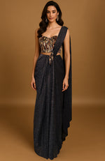 Woodstock Noir Glimmer Draped Corset Saree