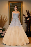 NAIRA- Pink Crystal & Pearl Beads Hand Embroidered Princess Gown