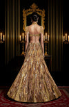 LAILA- Gold Hand Embroidered Lehenga Set With Cape