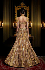 LAILA- Gold Hand Embroidered Lehenga Set With Cape