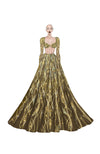LAILA- Gold Hand Embroidered Lehenga Set With Cape