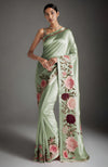 Blush Pink Peony and Roses Embroidered Saree