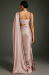 Blush Pink Peony and Roses Embroidered Saree