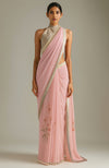 Blush Pink  Saree with Embroidered Halter Blouse