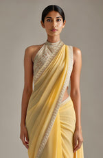 Sunlit Blossom Saree with Embroidered Halter Blouse