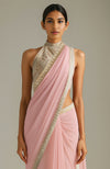 Blush Pink  Saree with Embroidered Halter Blouse