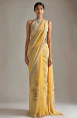 Blush Pink  Saree with Embroidered Halter Blouse