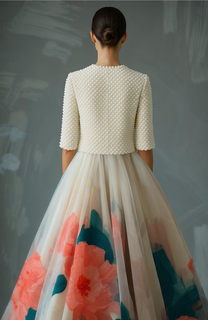 Garden Luxe Pearl Embroidered Floral Skirt Set