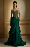 Emerald Eclipse Gold Embroidered Corset Gown