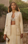 The Crescent Embroidered Jacket Set – Ivory Nude