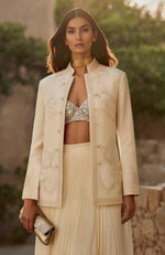 The Crescent Embroidered Jacket Set – Ivory Nude