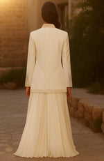 The Crescent Embroidered Jacket Set – Ivory Nude