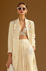 The Modern Muse Embroidered Jacket Set – Ivory Gold