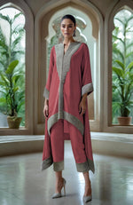 Slate Grey Asymmetric Embellished Kurta Set