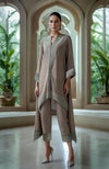 Slate Grey Asymmetric Embellished Kurta Set