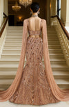LAILA- Rose Gold Hand  Embroidered Mermaid Lehenga Set With Cape