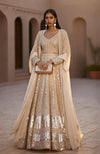 Champagne Mirage Mirror Hand Embroidered Lehenga Set with Cape – Jalwa by Talking Threads