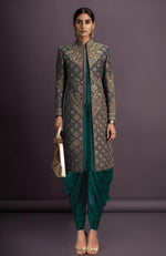 Zahra Embroidered Deep Plum Jacket Set
