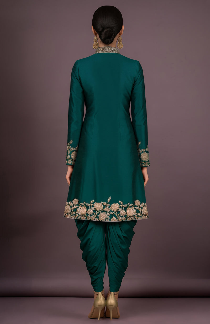 Mehr Embroidered Emerald Green Jacket Set