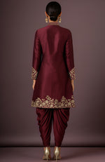 Inaya Embroidered Merlot Wine Jacket Set