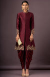 Inaya Embroidered Merlot Wine Jacket Set