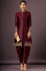 Inaya Embroidered Merlot Wine Jacket Set