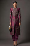 Sahar Embroidered Deep Plum Jacket Set