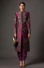 Sahar Embroidered Deep Plum Jacket Set