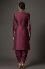 Sahar Embroidered Deep Plum Jacket Set