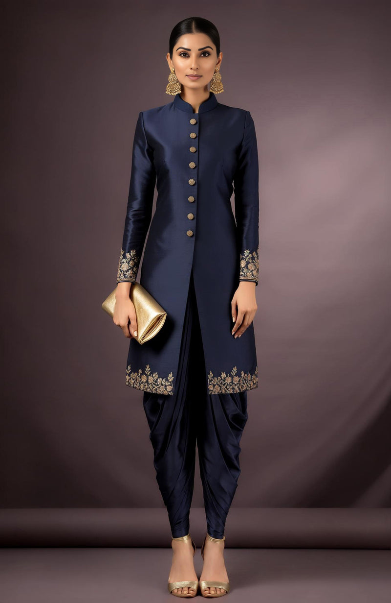 Sitara Embroidered Midnight Navy Jacket Set