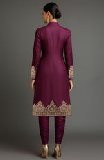 Ruqayya Embroidered Royal Plum Jacket Set