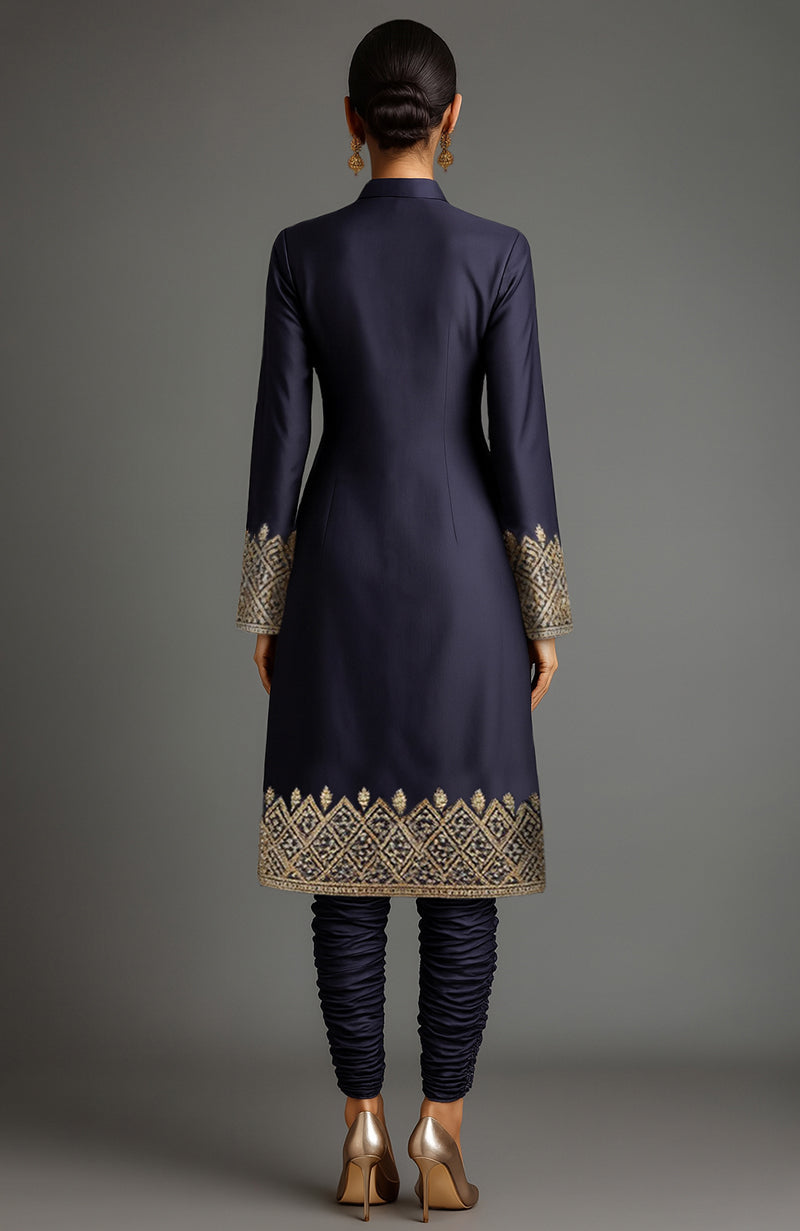Raniya Embroidered Midnight Navy Jacket Set