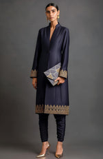 Noor Embroidered Midnight Blue Jacket Set