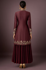 Meher Embroidered Deep Wine Jacket Set