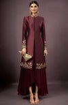 Meher Embroidered Deep Wine Jacket Set