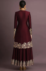 Ruhani Embroidered Maroon Jacket Set