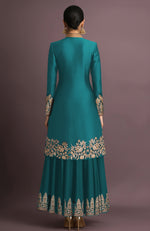Ruhani Embroidered Teal Jacket Set