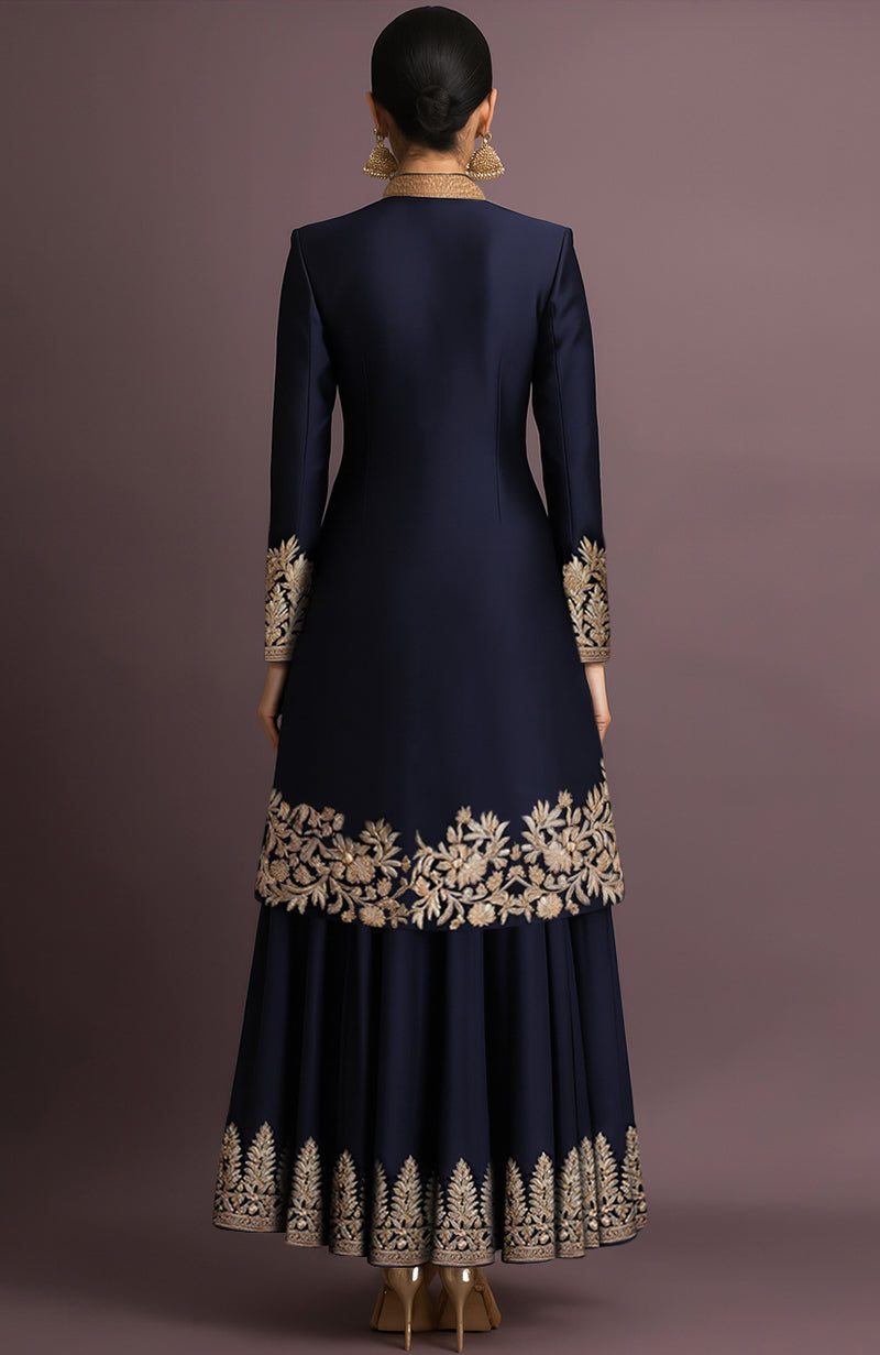 Ruhani Embroidered Midnight Navy Jacket Set