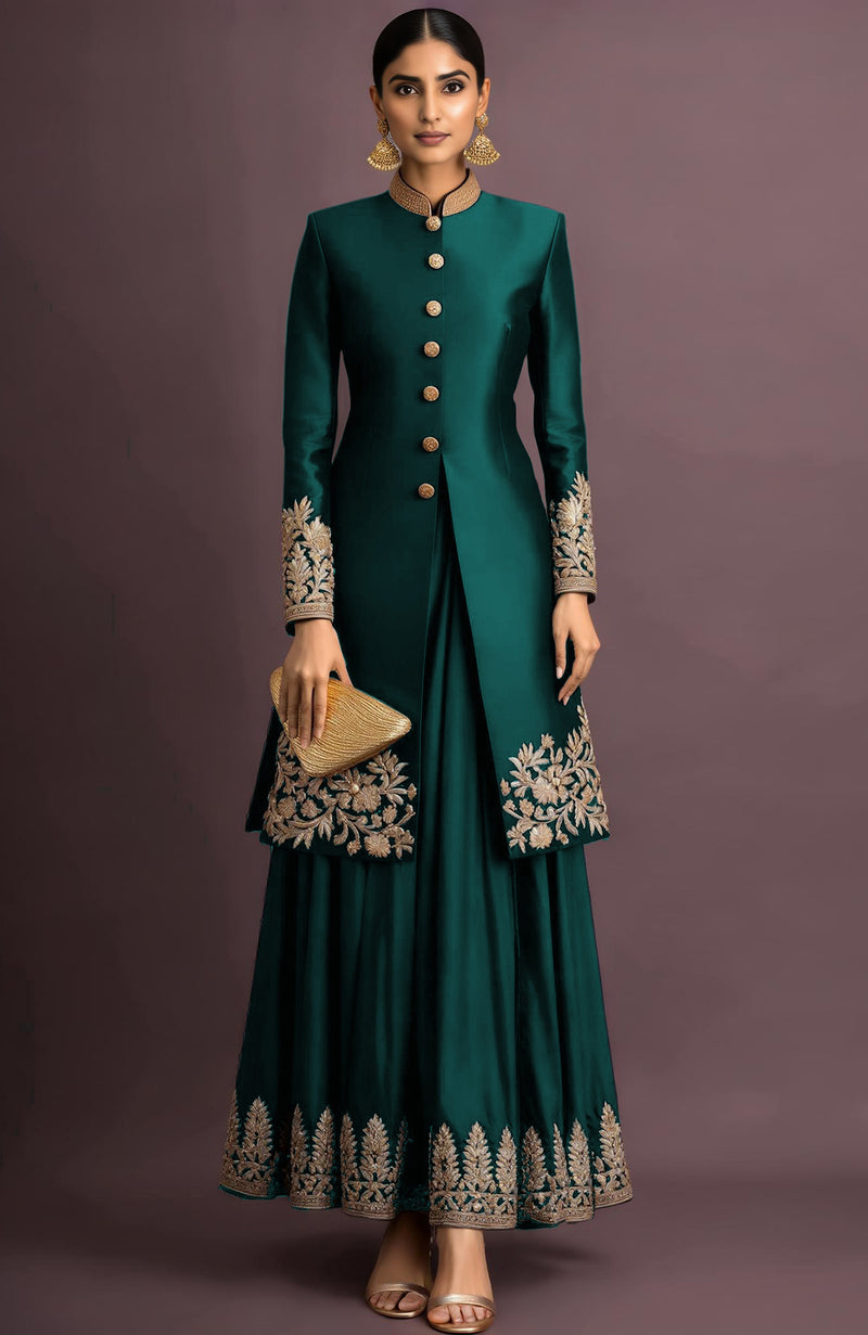 Ruhani Embroidered Maroon Jacket Set