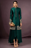Firuzeh Embroidered Emerald Green Jacket Set