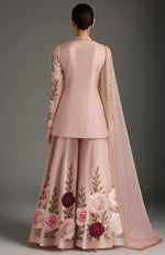 Blush Pink Floral Embroidered Sharara Set