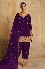 Gulbahaar Teal Blue Kashmiri Tilla Farshi Set