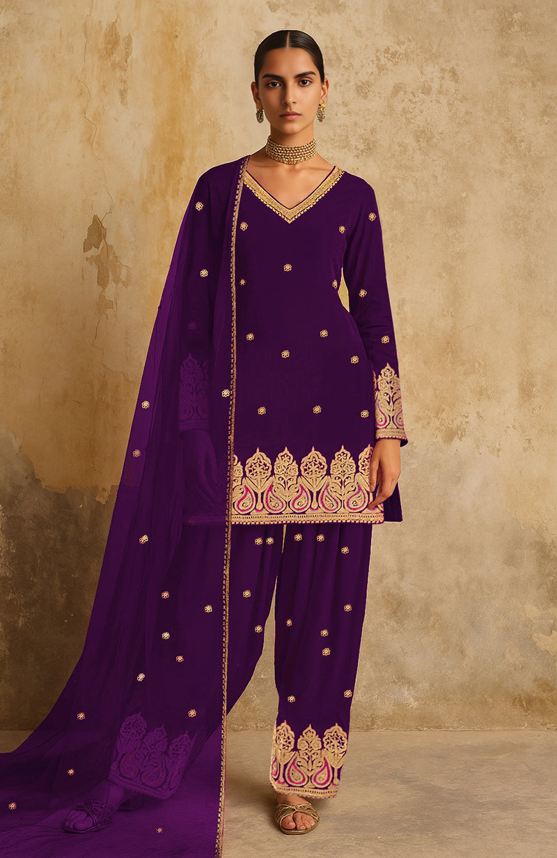 Gulbahaar Teal Blue Kashmiri Tilla Farshi Set