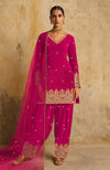 Gulbahaar Teal Blue Kashmiri Tilla Farshi Set