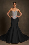 Black Crystal-Encrusted Mermaid Gown